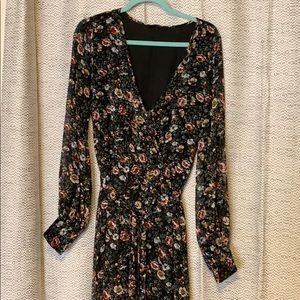 Floral black high-low sheer partially lined dress